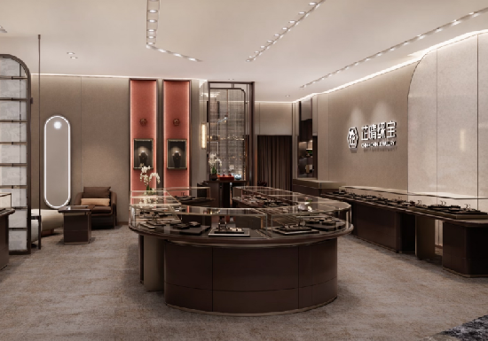 Oriental Luxury Curved Jewelry Display Counters