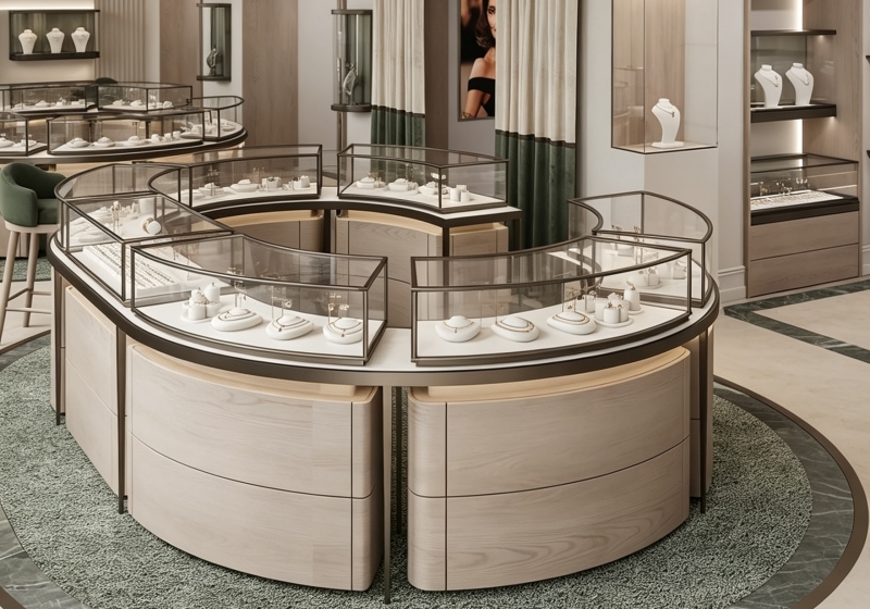 Curved Jewelry Display Counter