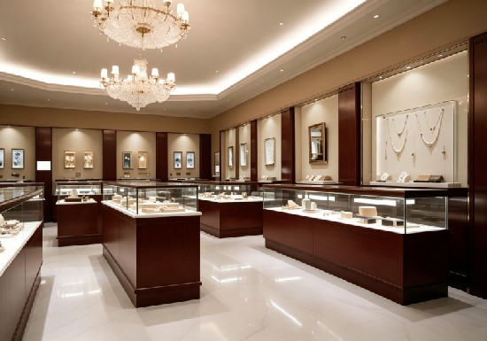 Classic Wood‑Grain Jewelry Showroom Design