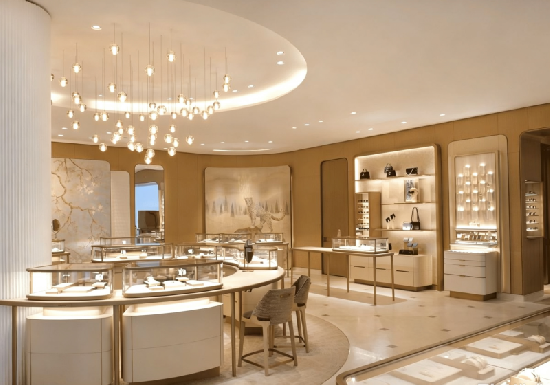 Curved Island & Wall‑Embedded Display Cabinet Solution