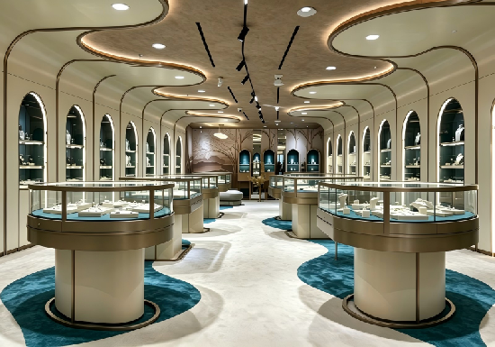 Artistic Arch Style Luxury Jewelry Boutique Display Furniture