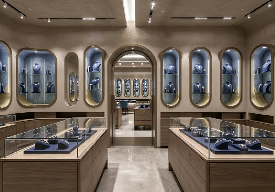 Warm Oval Niche Luxury Jewelry Boutique Display Furniture