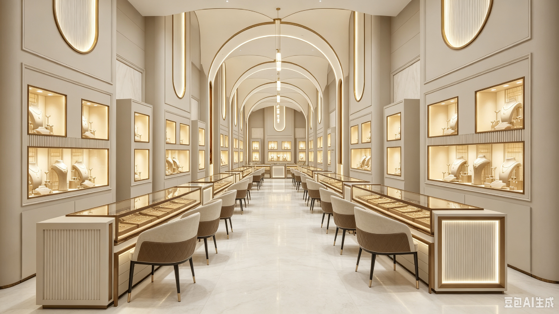 Classic Arch Luxury Jewelry Boutique Display Furniture