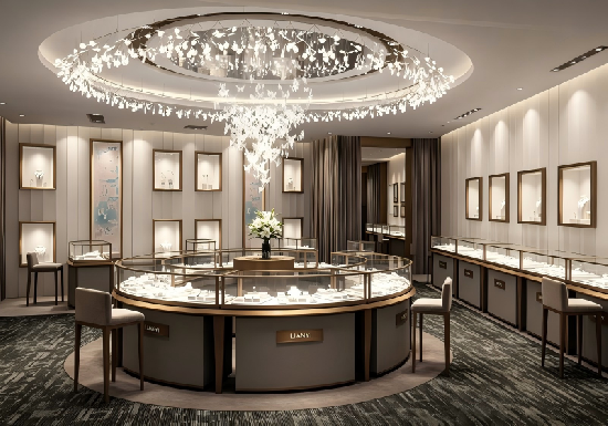 Circular Central Island Luxury Jewelry Boutique Display Furniture