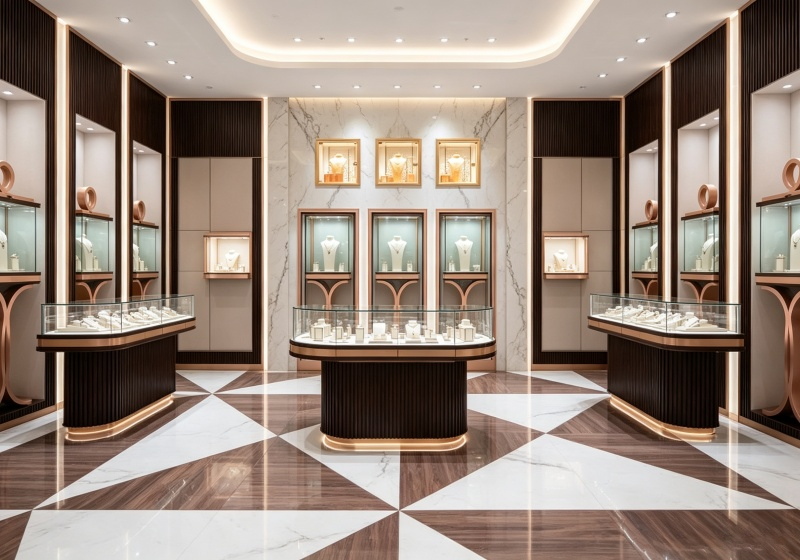 Modern Custom Jewelry Display Case Overall Space Solution