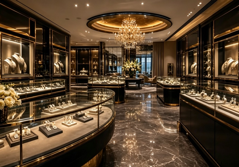 Customized Black Gold Luxury Jewelry Display Cases