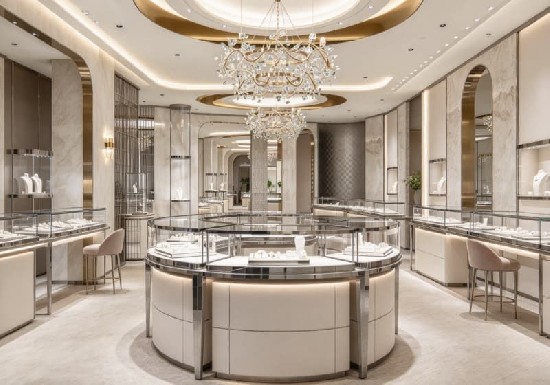 Elegant Modern Jewelry Store Display Cabinet Solution
