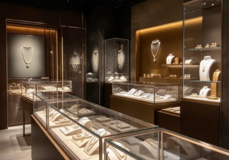 Elegant Modern Luxury Black Jewelry Store Display