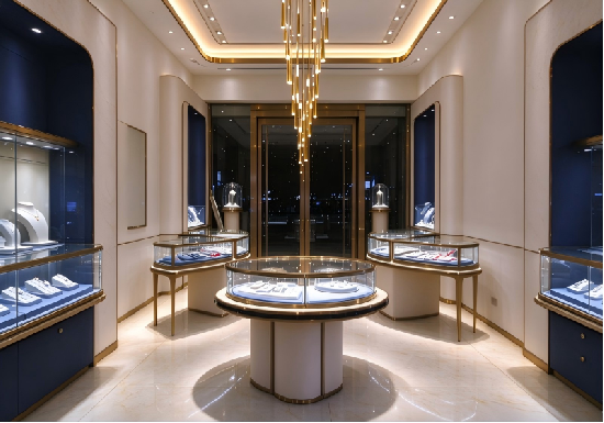 Custom Luxury Jewelry Store Interior & Curved Jewelry Display Cabinets