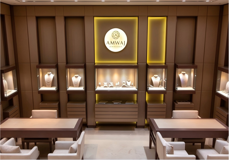 Warm Wood Style Wall Embedded Jewelry Showcase & Bespoke Jewelry Boutique Interior
