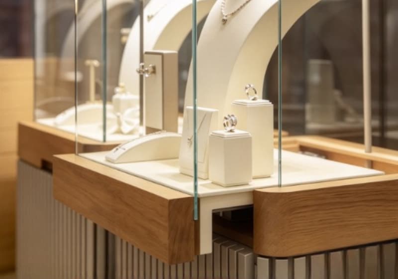 Warm Wood Luxury Jewelry Display Cabinet