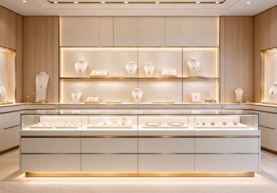 Modern White Luxury Jewelry Display Cabinet Solution