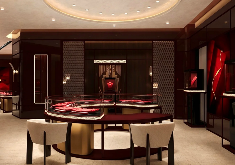 Chinese Luxury Gold Jewelry Store Interior & Custom Showcase Project