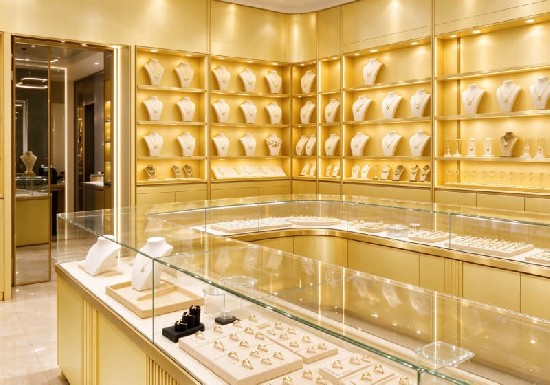 Luxury Gold Jewelry Display Cabinet Solution