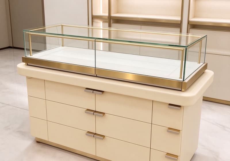 Cream Gold Luxury Jewelry Island Display Counter Set