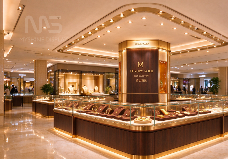 Gold Jewelry Mall Kiosk Custom Display