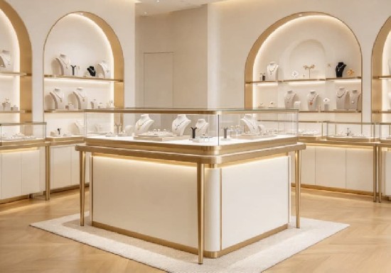 Elegant Arched Luxury Jewelry Shop Interior Display Solution