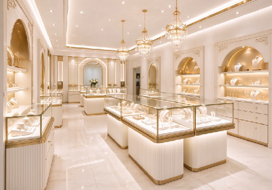 Custom Pastel Luxury Jewelry Store Full Fitout | Bespoke Jewelry Display Showcase Project