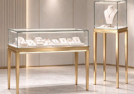 Gold Metal Frame Luxury Jewelry Display Table Set