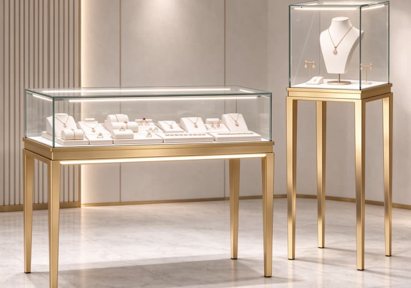 Gold Metal Frame Luxury Jewelry Display Table Set