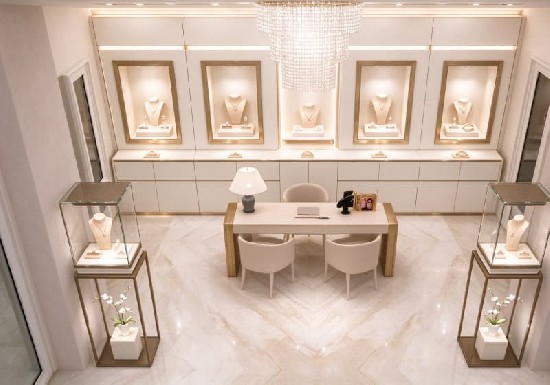 Cream Gold Luxury Jewelry Boutique Display Set