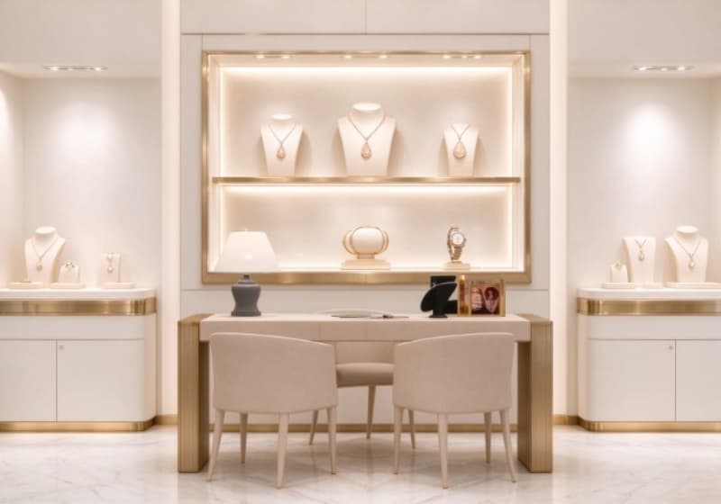 Cream Gold Luxury Jewelry Boutique Display Set