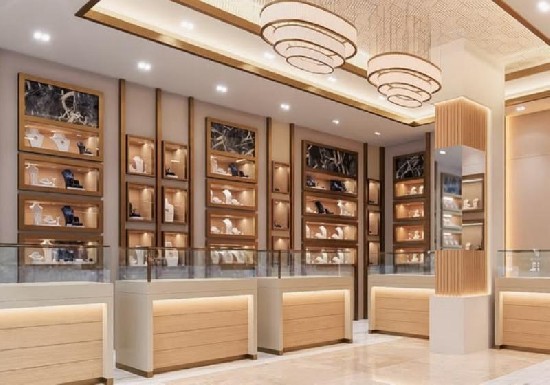Custom Luxury Jewelry Store Interior Fit-out | Bespoke Wall & Island Jewelry Display Cabinets