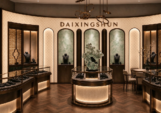Luxury Curved Jewelry Display Showcase for High-End Jewelry Boutique
