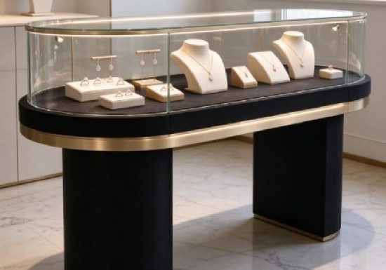Luxury Black Oval Jewelry Island Display Counter