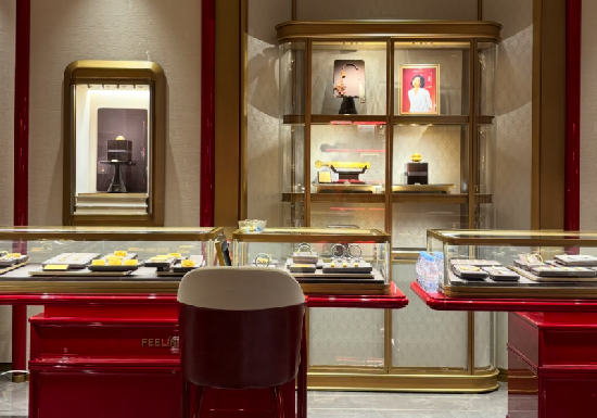 Chinese Luxury Gold Jewellery Shop Fitting & Display Cabinets