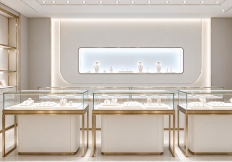 Gold Frame Luxury Jewelry Store Display Set