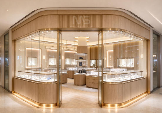 Light Oak & Brushed Champagne-Gold Showcase Series