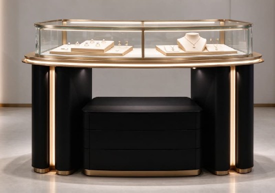 Premium Curved Luxury Jewelry Display Counter