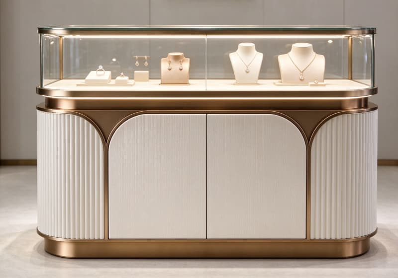 Cream Ribbed Luxury Jewelry Island Showcase