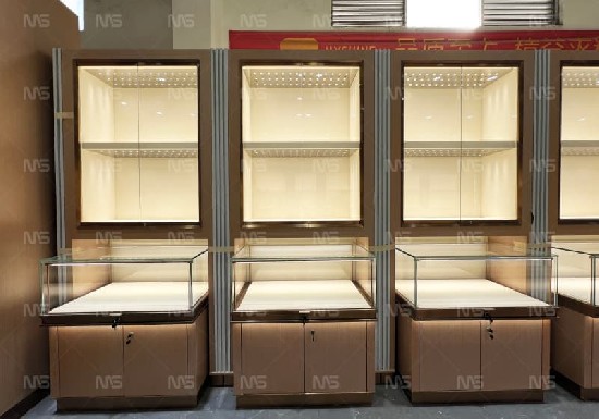 Rose Gold Combined Jewelry Display Showcase Set