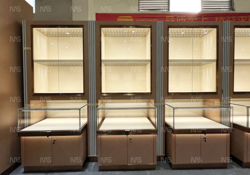 Rose Gold Combined Jewelry Display Showcase Set