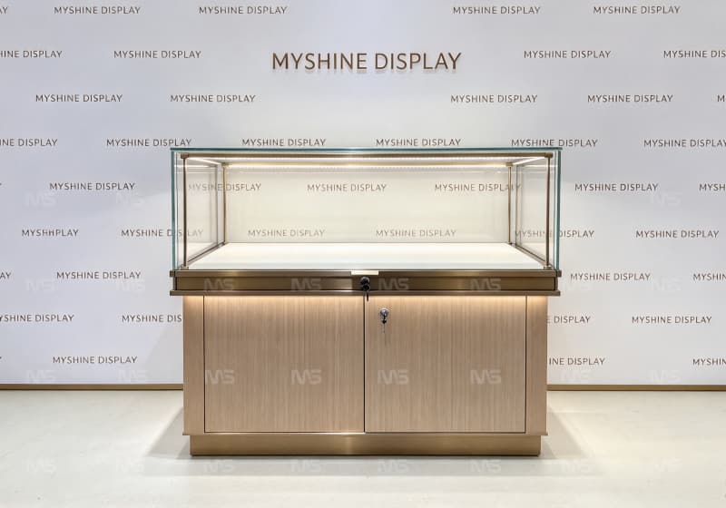 Warm Wood Grain Bronze Frame Jewelry Display Counter