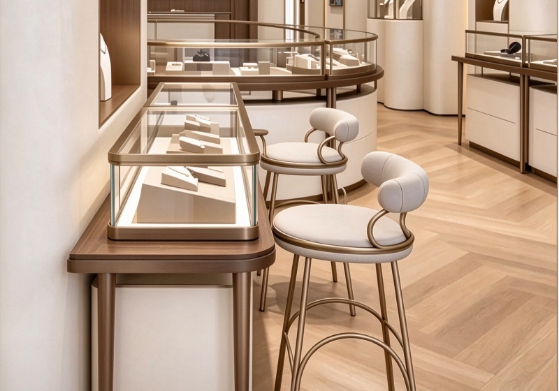 Luxury Curved Jewelry Showroom Complete Display Solution