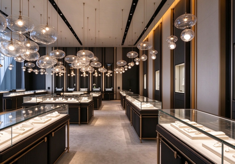 Black & Brass Fine Jewelry Display Case Solution